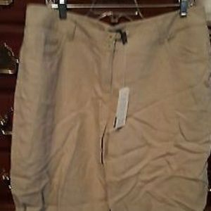 NWT Eileen Fisher linen wide leg capri trousers. L